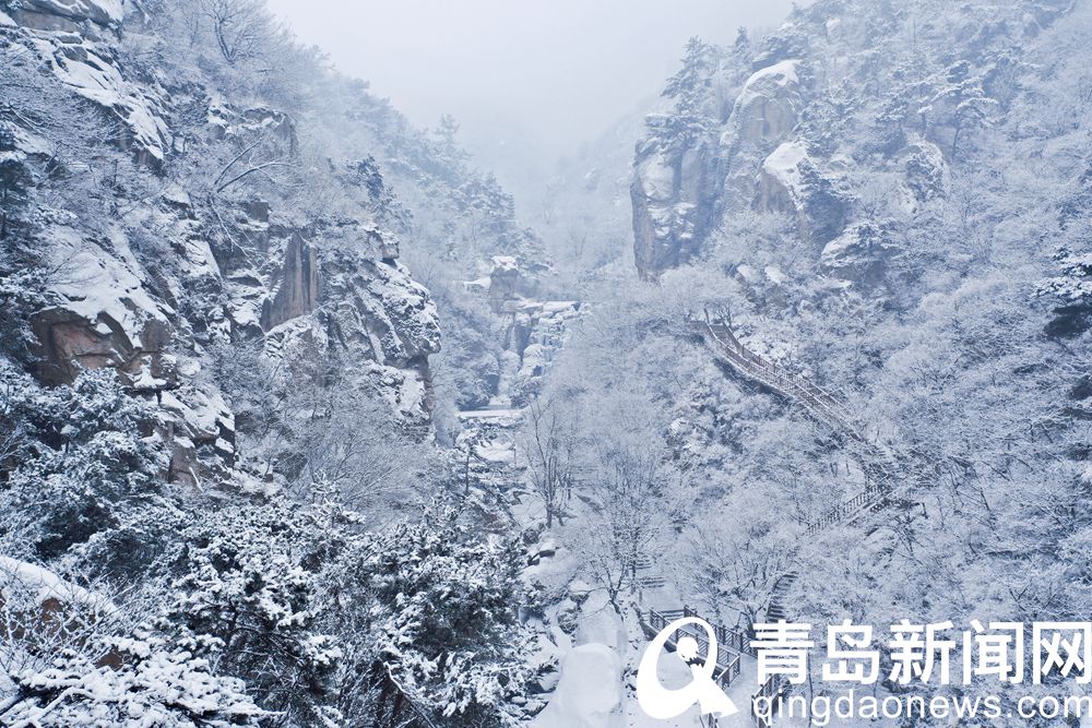 披了新装换了韵味 雪后崂山北九水展现冬日岛城风光美