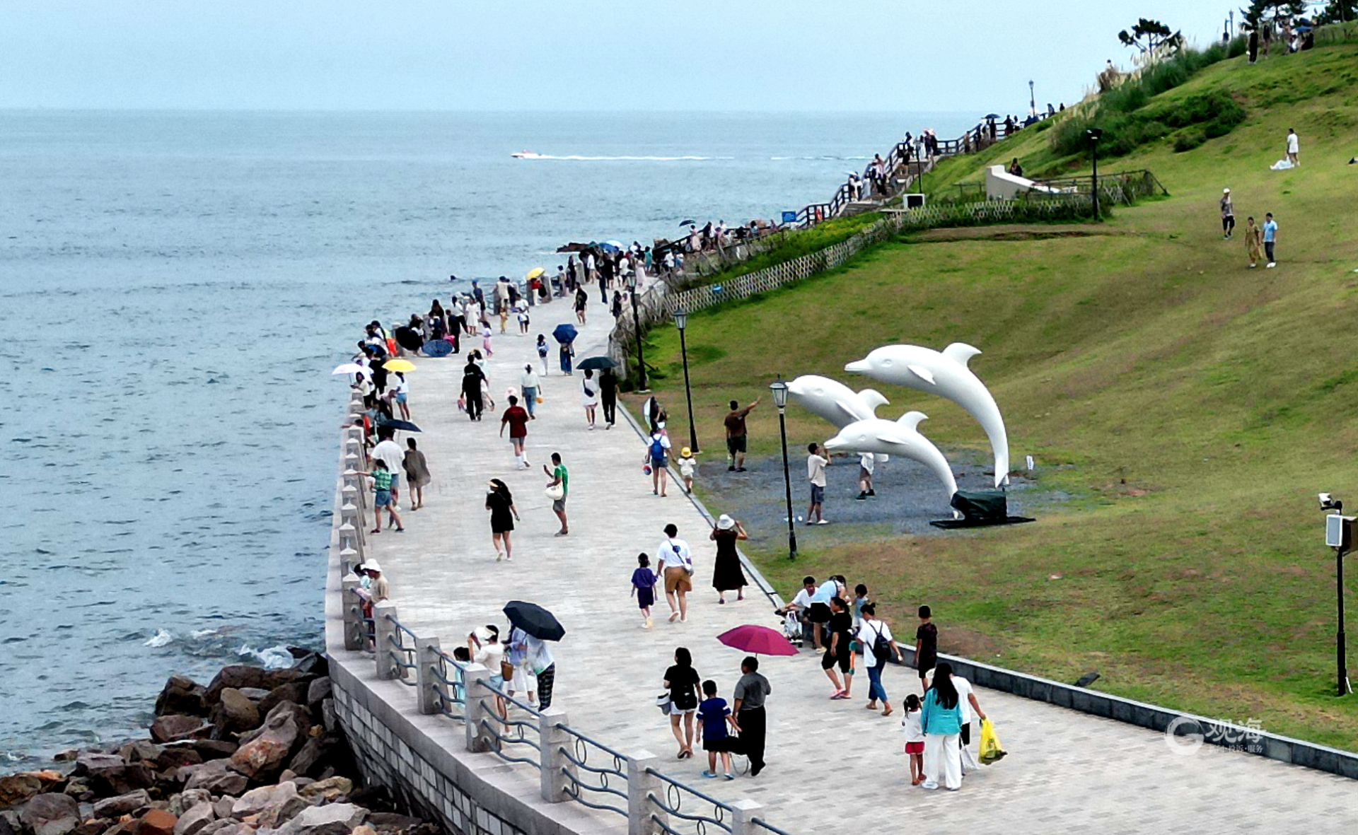 清新雨后，青岛小麦岛游人如织景色如画