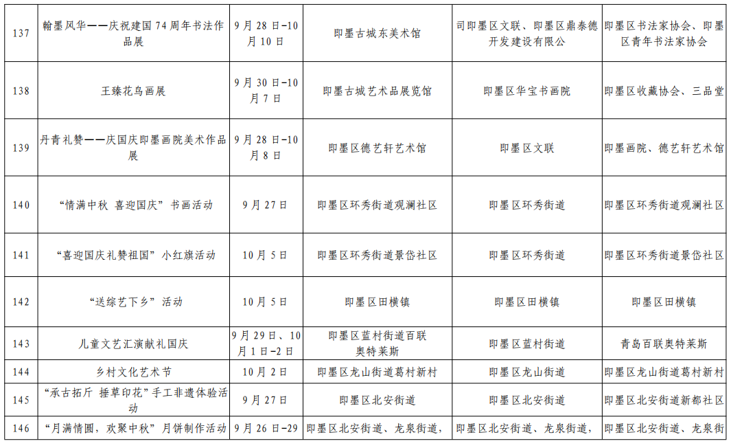 178项活动！2023青岛市中秋国庆期间文化文艺类活动演出汇总